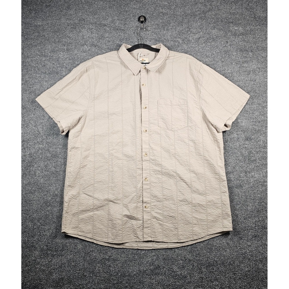 Marine Layer Seersucker Classic Short Sleeve Shirt Size XXL Beige